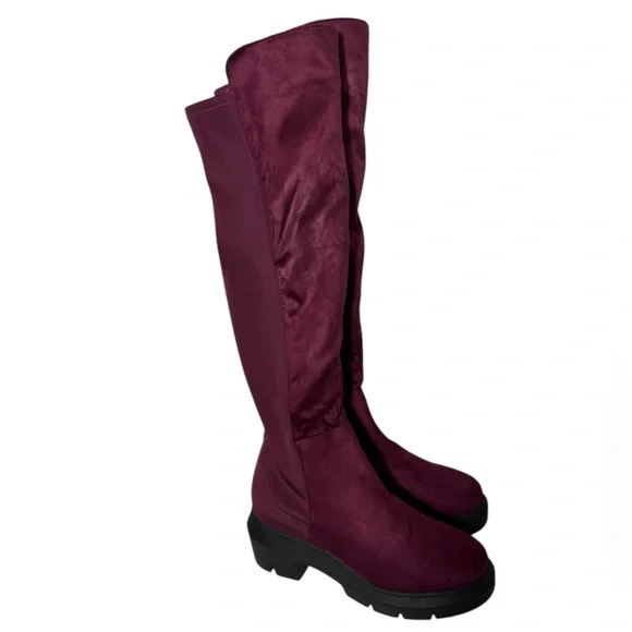 Charlotte Russe OVER THE KNEE BOOTS - BURGUNDY Women's Size 9 NWT - Picture 2 of 9